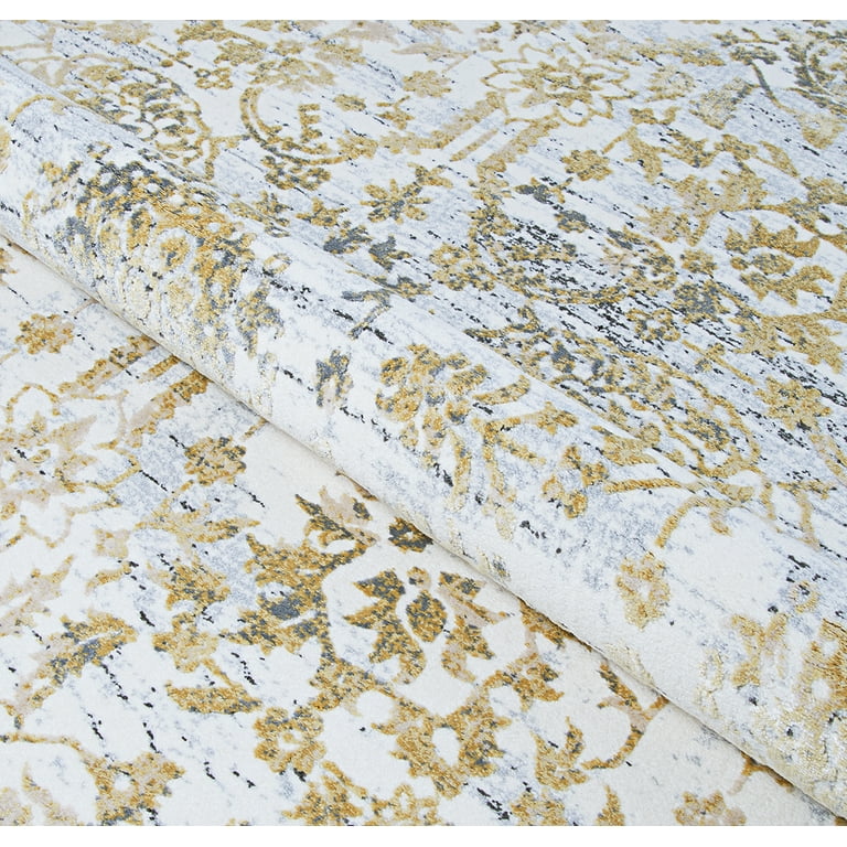 Couristan Calinda Marlowe Area Rug Gold Silver Ivory 7 10