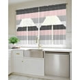 thumbnail image 4 of Pink Grey Striped Swag Valance and Tier Curtains 36'' Length Set, Farmhouse Modern Light Filtering Kitchen Curtains, Tier Curtain Valances for Bathroom/Living Room/Bedroom/Café, 4 of 6