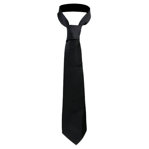 Skinny Wedding Formal Solid Plain Satin Tie Black
