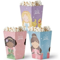 Big Dot of Happiness Princess Popcorn Boxes, Assorted Princess Birthday Party Favor Popcorn Treat Boxes - Set of 12