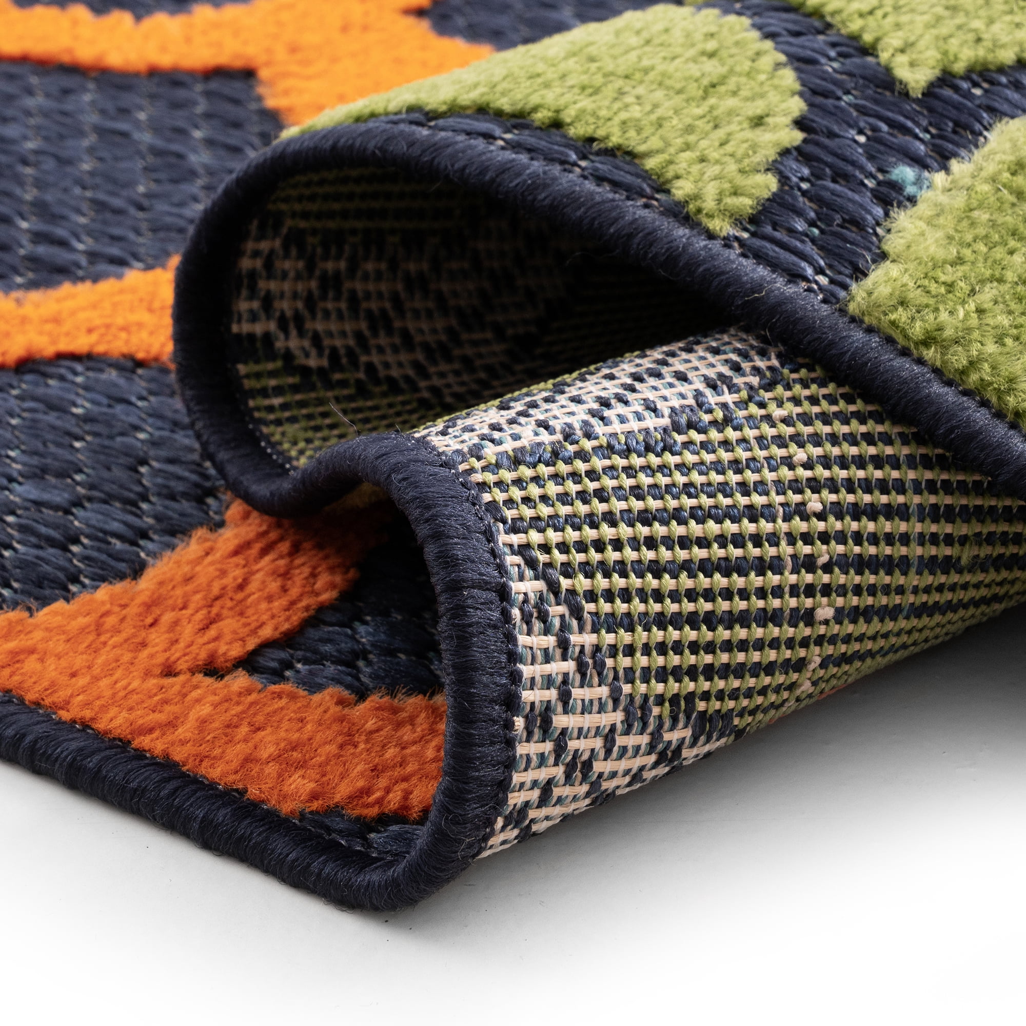 Oasis Modern Floral Navy and Aqua Polypropylene Indoor Outdoor Area Rug, 8'x10' Rectangle