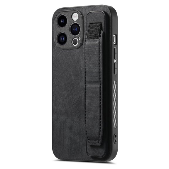 Case For IPhone 16 Pro Max/16 Pro/16 Plus/16, Wrist Strap Kickstand Case Slim Leather Shell Frosted Drop-proof Cover