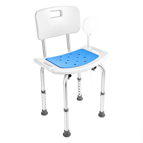 Flybrother Shower Chair with Back 6 Adjustable Height Shower Chair for Elder and Disabled