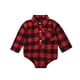 thumbnail image 1 of Bebé Niño Niña Franela Estampado Camisa A Cuadros Manga Larga Botón Mameluco Mono Ropa Rojo 0-3 Meses, 1 of 5
