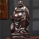 thumbnail image 2 of Ebony solid wood carved Maitreya Buddha figurine with a large belly, a Buddhist deity for home use, living room, or entryway., 2 of 4