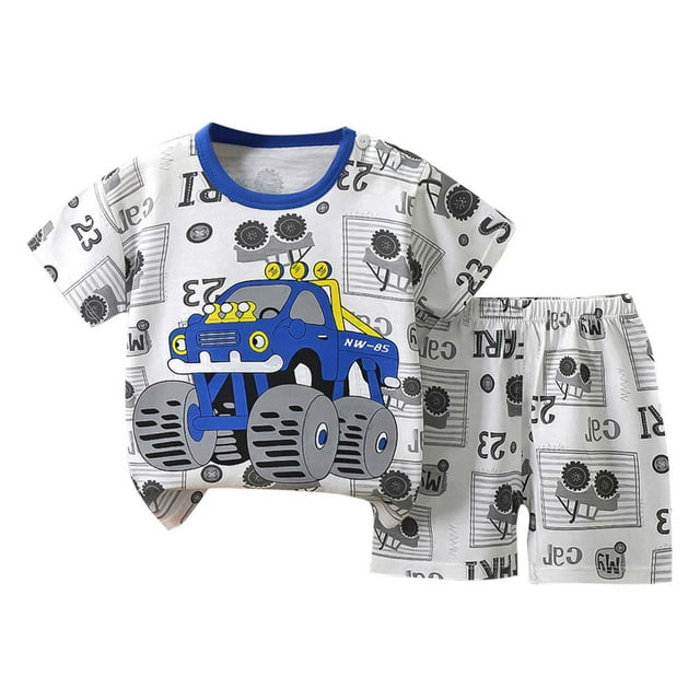 Zpanxa Ensembles d'Été pour Filles Enfants Imprimé T-shirt à Manches Courtes à Col Rond Shorts Ensemble Deux Pièces 2-3 Ans