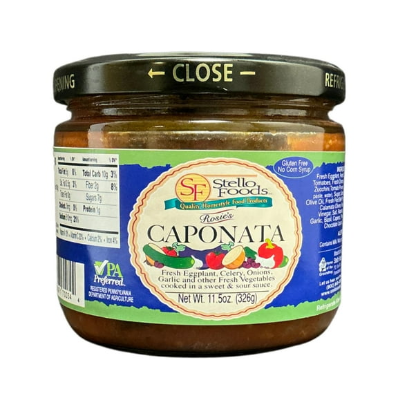 Stello Foods - Rosie's Caponata 11.5 oz, Gluten Free, No Corn Syrup, Cholesterol Free, Vegetarian, Low Fat