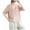 Pink, variant on WREESH Women's Henley Shirts Solid Color Cotton and Linen with Embroidery Detail Short Sleeve V-Neck Top Blue