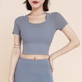 thumbnail image 4 of Women's Short Sleeve Slim Tee Mesh Seamless Breathable T-Shir Elastic Sports Yoga Gym Basic Tops, 4 of 9