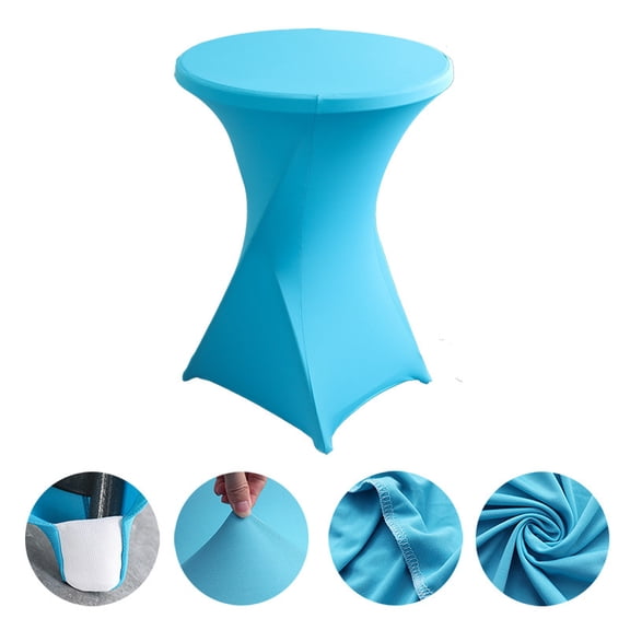 NAMZI 32" Diameter x 43" Height Round Spandex Table Cover, Fitted Highboy Cocktail Tablecloth Perfect for Parties, Weddings & Bars, Lake Blue