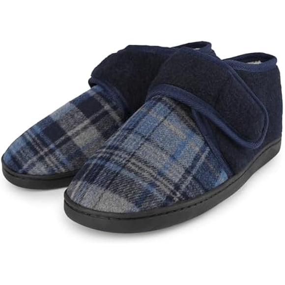 AoVoTo Mens Slippers Diabetic Swollen Feet Edema Arthritis House Warm Slippers,Adjustable Wide Non-slip Comfortable Soft Indoor Outdoor Memory Foam Insoles Low Top Boots Shoes