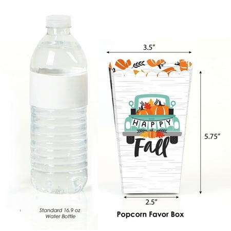 Big Dot of Happiness Happy Fall Truck - Harvest Pumpkin Party Favor Popcorn Treat Boxes - Set of 12