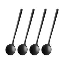 Uxcell 4 Pcs Durable Espresso Spoons 5.1 inch Stainless Steel Round Coffee Dessert Spoon Black