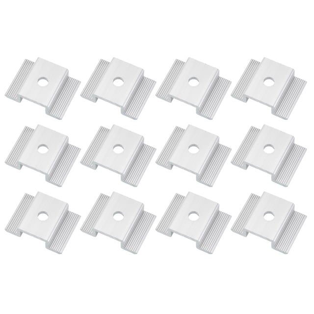 Uxcell 12Pcs Soportes de Panel Solar, Abrazaderas Medias de Aluminio de 1.06" para Instalación de Sistemas de Panel Solar