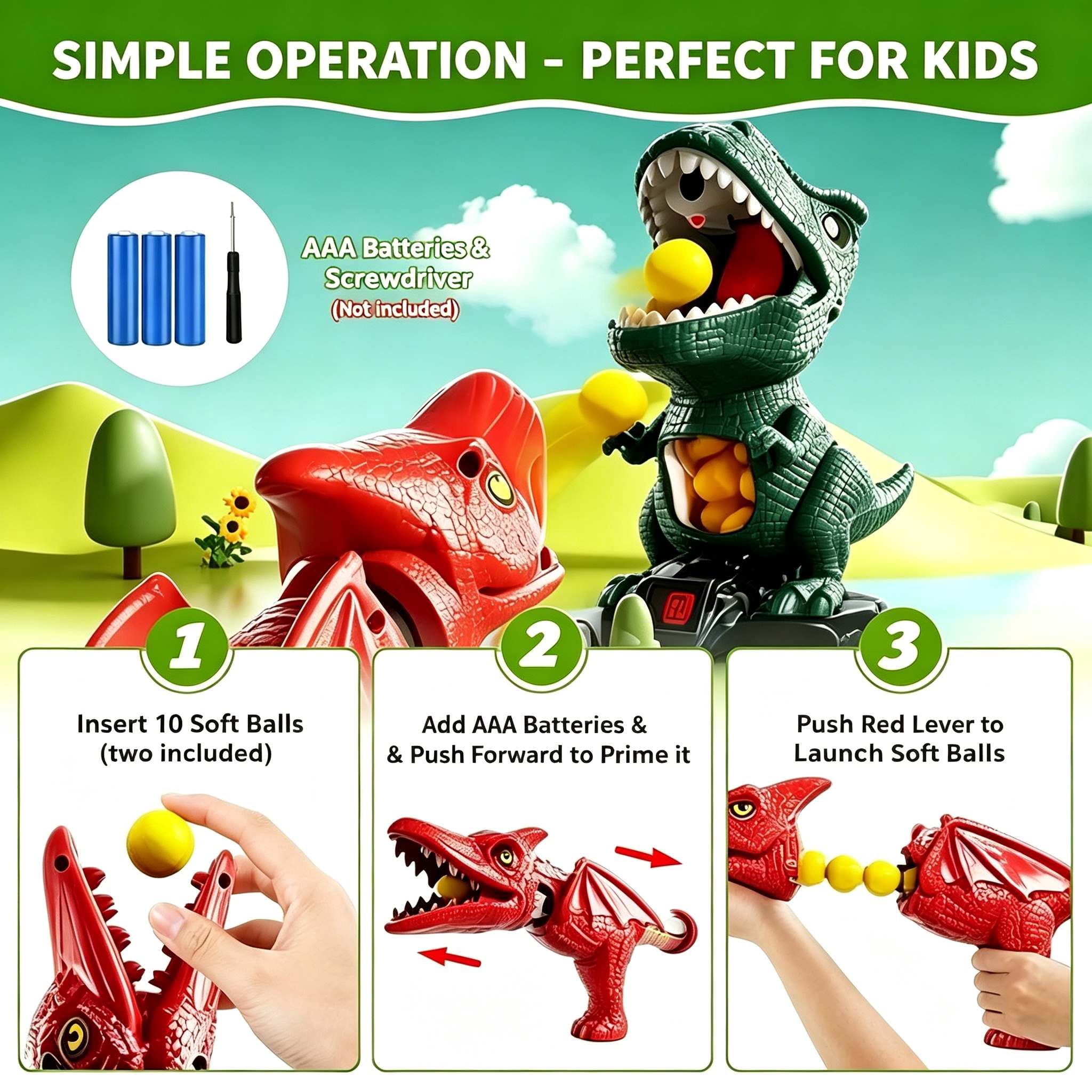 Tigozz Dinosaur Shooting Game with Electronic Scoring Target and Mist Spray, Outdoor Indoor Toys with 2 Air Pump Guns for Boys Girls Age 3-8