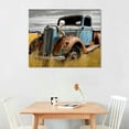 thumbnail image 3 of COMIO  Rusty Car Canvas Wall Art: Old Blue Truck Artwork Rustic Automobile Picture Vintage Country Antique Painting Black and White Print for Living Room Bathroom Bedroom, 3 of 5