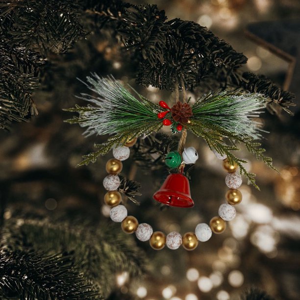 Adornos colgantes navideños para puerta y árbol, campanas, piñas, guirnaldas, decorativos, 30 cm