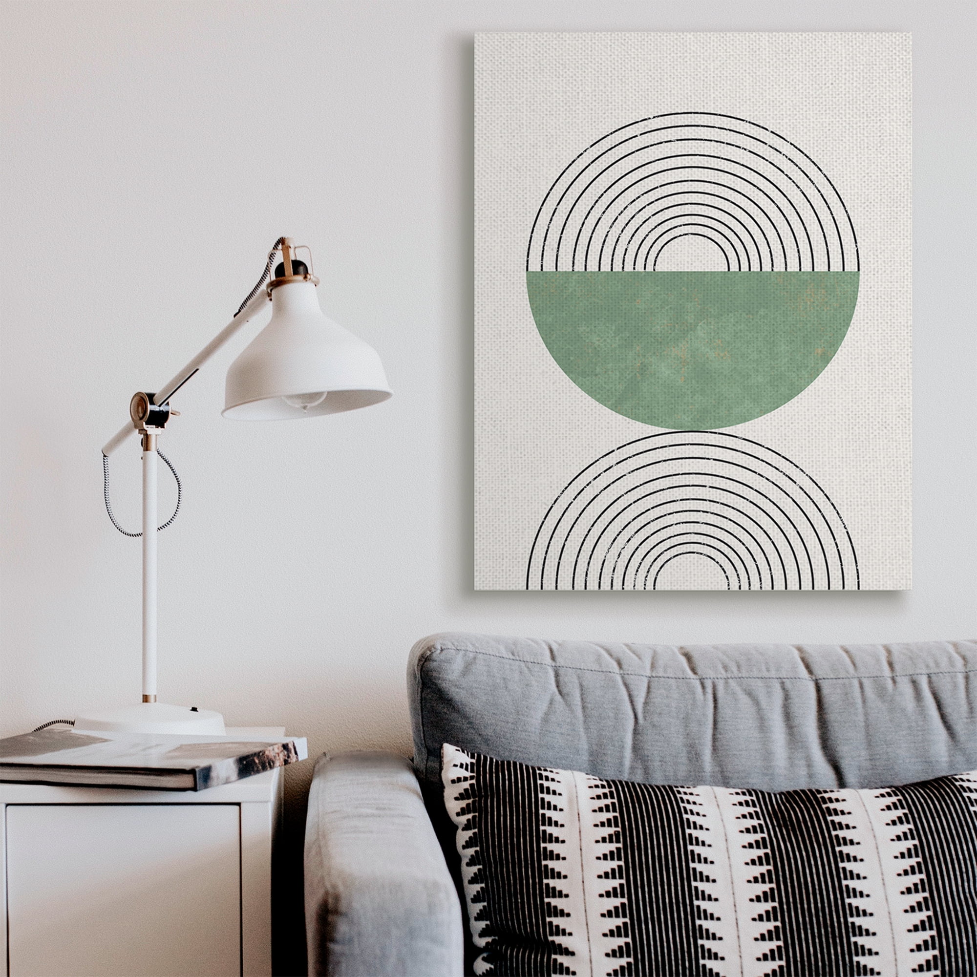 Stupell Industries Abstract Geometric Circular Study Curved Art Deco Abstract Painting Gallery Wrapped Canvas Art Print Wall Art, 36 x 48