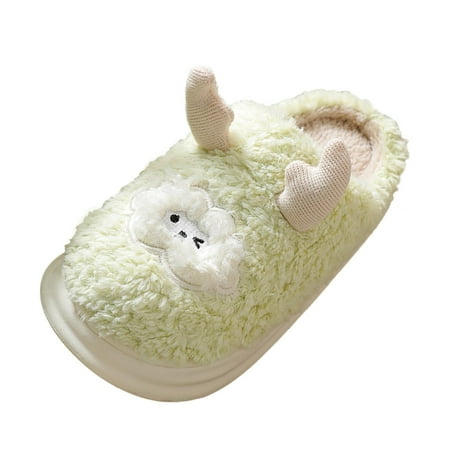 

Daznico Slippers for Women Indoor Women Slippers Autumn And Winter Cartoon Lamb Comfortable Flat Bottom Non Slip Warm Green 7