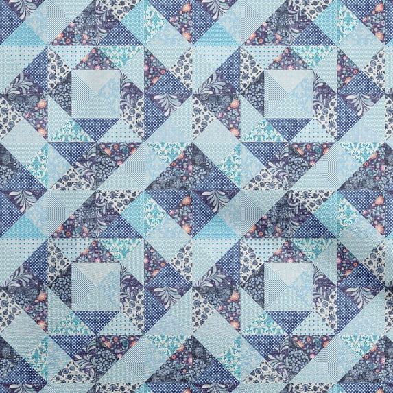 oneOone Cotton Cambric Light Blue Fabric Asian Floral Diy Clothing Quilting Fabric Print Fabric By Yard 42 Inch Wide