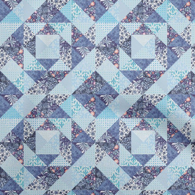 oneOone Cotton Poplin Light Blue Fabric Asian Floral Craft Projects Decor Fabric Printed By The Yard 56 Inch Wide