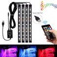 thumbnail image 2 of Riwesomey 4PCS 9 LED RGB Car Interior Atmósfera Footwell Tira de luz USB Control remoto Lámpara decorativa Bombillas para automóviles Riwesomey CZ8895-00B, 2 of 6