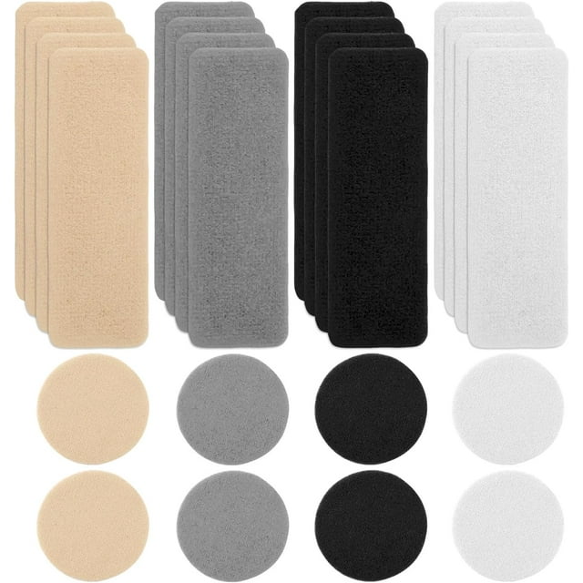 24 Patchs pour Chaussures à Trous, Patchs Rectangulaires Ronds pour Chaussures en 4 Couleurs, Patchs de Réparation de Chaussures en Maille Auto-Adhésifs, Kit de Réparation de Trous de Talon pour Espadrilles et Chaussures en Maille