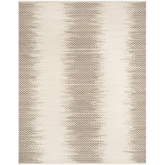 SAFAVIEH Cotton Kilim Otis Overdyed Chevron Cotton Area Rug, Brown/Ivory, 8' x 10'
