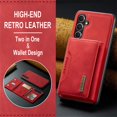 thumbnail image 4 of SaniMore Case for Samsung Galaxy S23 FE 6.4" 2023, Retro PU Leather Case Soft TPU Inner Detachable Magnetic Folding Card Pocket Flip Kickstand Anti-drop Shockproof Protectiive Cove, Red, 4 of 11
