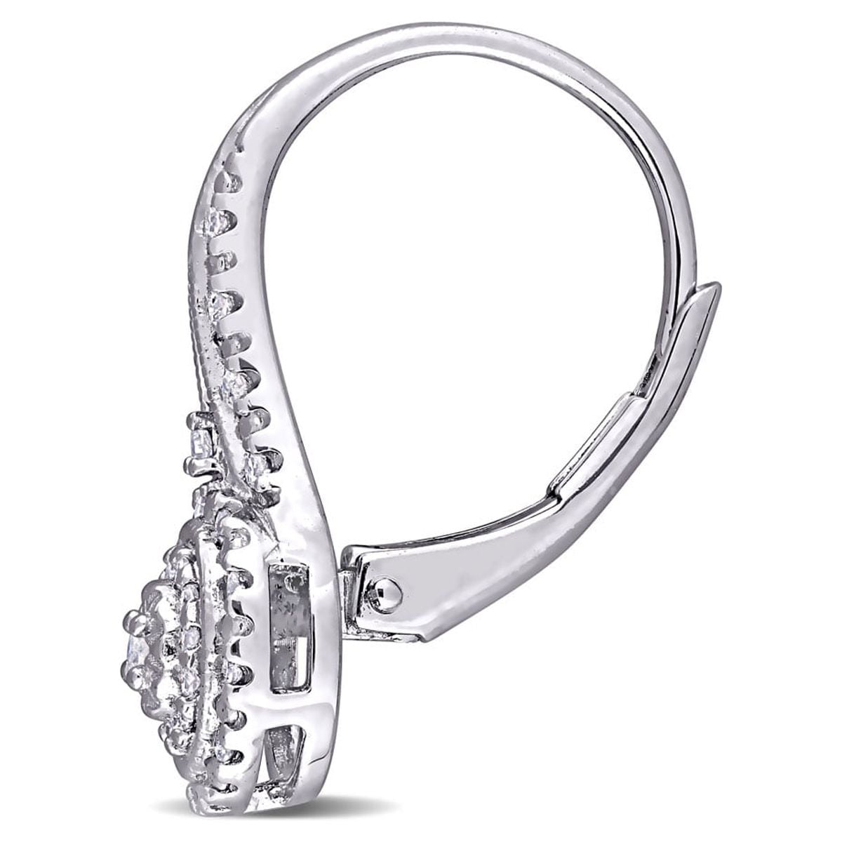 SuperJeweler Diamond Drop Earrings for Women, Nearly 1/2 Carat with Double Halo and Leverbacks, 3/4 Inch Stud Earrings, Elegant Diamond Jewelry Gift