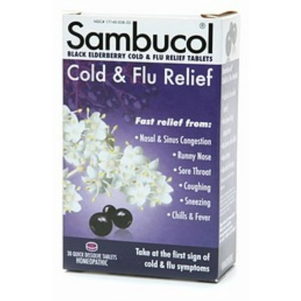 Sambucol Cold & Flu Relief Tablets 30 ea (Pack of 3)
