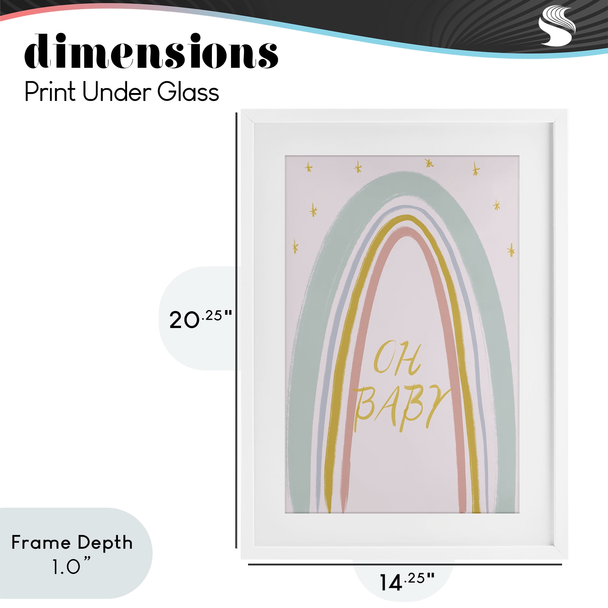 Stupell Industries Oh Baby Rainbow White Framed Print Under Glass, design by Lucille Price