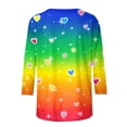 thumbnail image 5 of Valentine's 3/4 Sleeve Tops for Women Dressy Heart Printed Shirts Crew Neck Holiday Tunics Three Quarter Length Sleeve T-Shirt Cute Funny Outfits 2026 Summer Tops, 5 of 6
