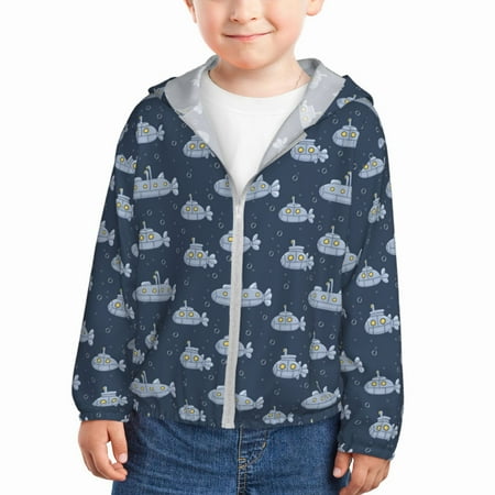 

Lukts Submarine With Periscope Print Children s Long-Sleeved Sun Protection Clothing Hooded Sweatshirts for Boys and Girls Outdoor Sports-5 Years