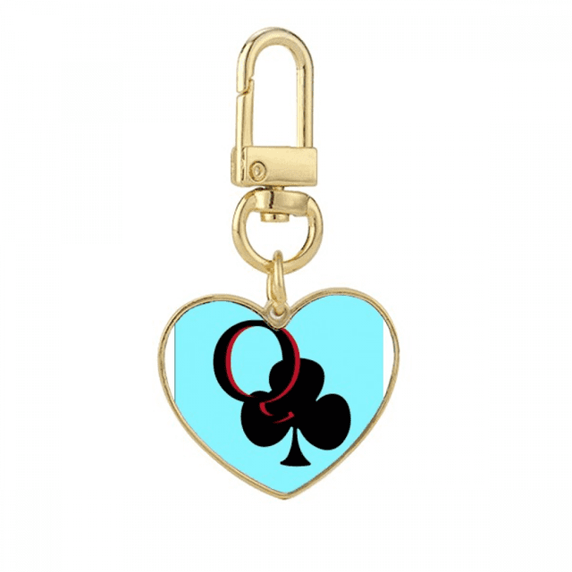 Happiness Queen Club Q Poker Gold Heart Keychain Metal Keyring Holder