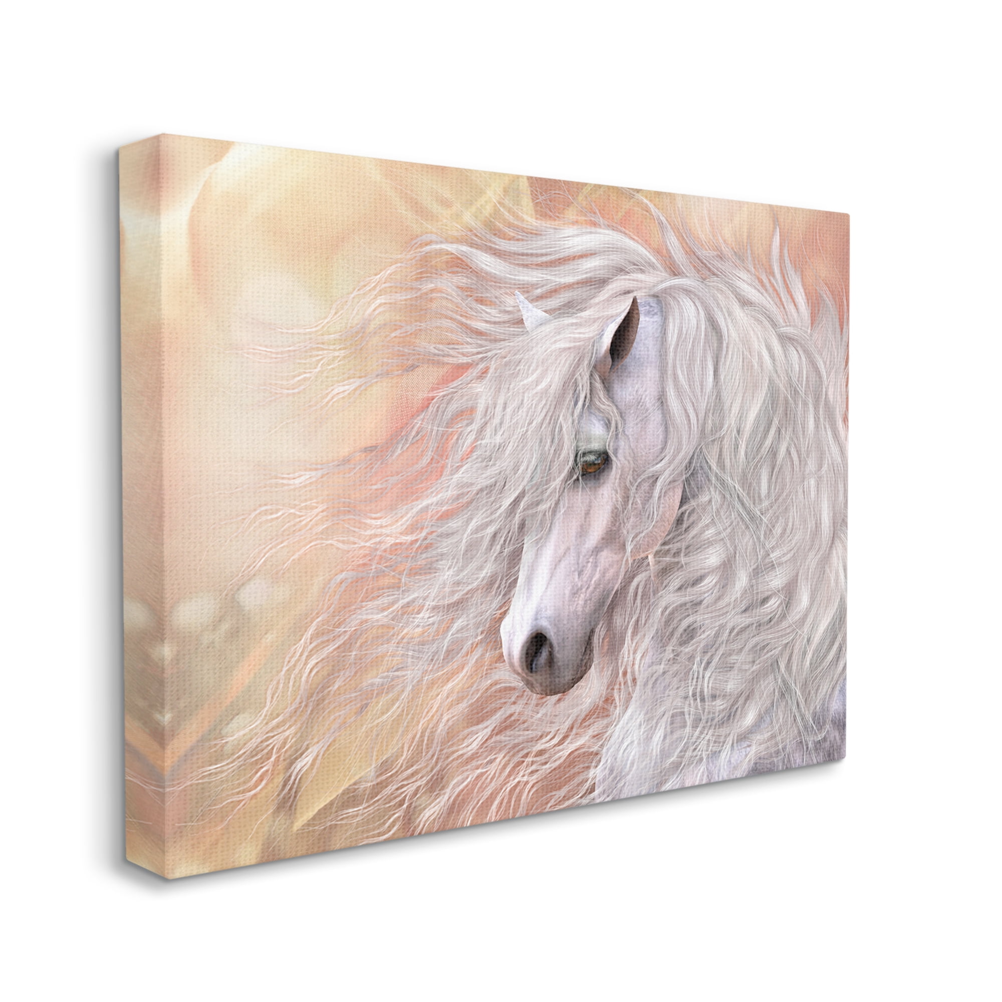 Stupell Industries Primavera White Horse Animals & Insects Painting Gallery Wrapped Canvas Art Print Wall Art, 20 x 16