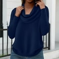 thumbnail image 6 of longantii Sweater for Women Knit Winter Clothes Casual Loose Sweaters Fall Fashion Cowl Neck Long Sleeve Trendy Pullover Dark Blue M, 6 of 6