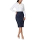 thumbnail image 2 of Falda lápiz de mujer Inspire Chic para el trabajo, con cintura alta elástica, ajustada y midi, talla XL, azul oscuro, 2 of 6
