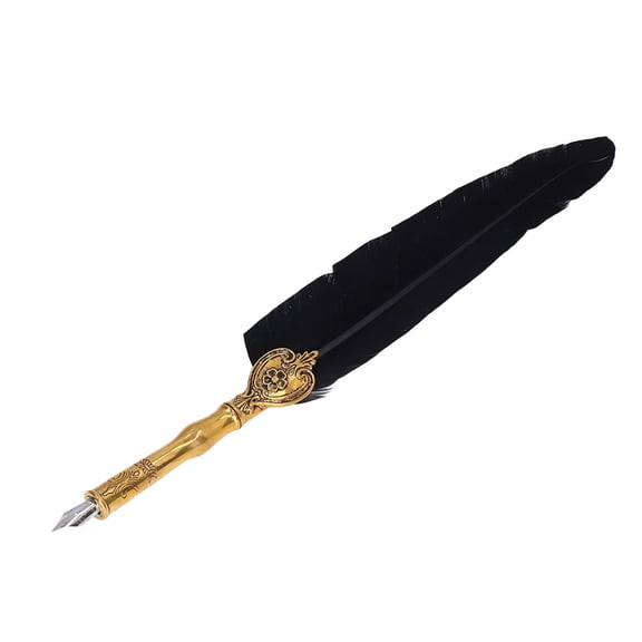 Vintage Stainless Steel Quill Pen with 5 Nibs, Empty Ink Bottle & Base - Soft Dip Pen for Gothic Italian Calligraphy
