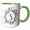 Green/White, variant on 3drose, Pretty Watercolor Floral Circle Frame with a Monogram Initial S, 15oz Two-tone Black Mug
