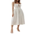 thumbnail image 1 of Robe d'Été pour Femmes Cravate de Couleur Unie devant Robe Midi Froncée, 1 of 9