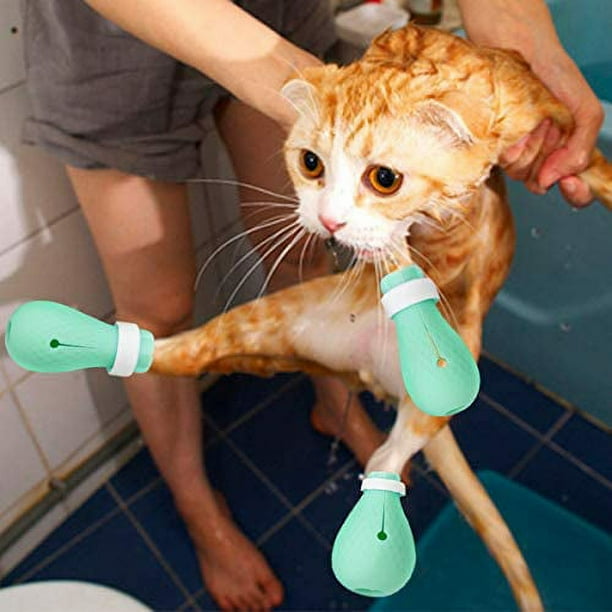 Anti Scratch Boots Silicone Cat Shoes Boots Rubber Nail Cover Precaution Scratch Gloves Cat Paw Protector Pet Grooming Scratching Booties for Home Bathing Shaving Checking Treatment Walmart