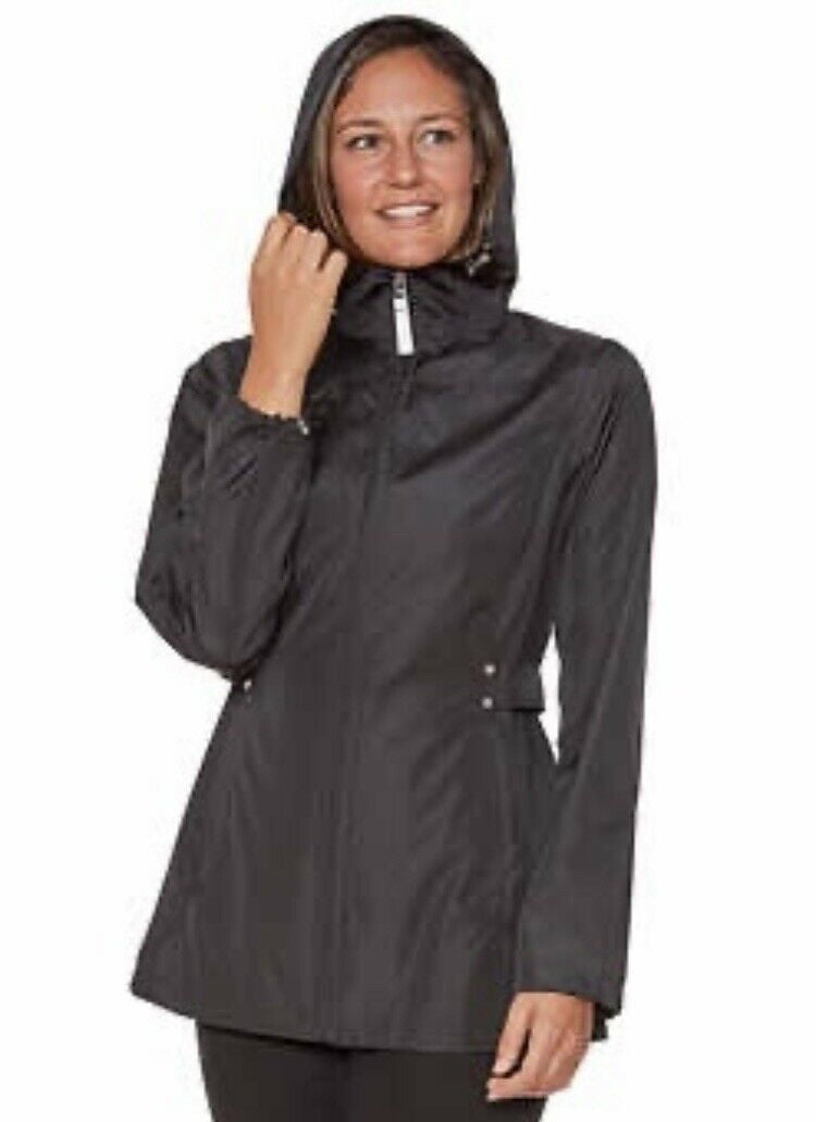 Jones New York Womens Parka In A Pocket Rain Jacket XL Color: Black ...