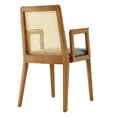 thumbnail image 6 of Side Dining Chair Armchair, Gray, Fabric, Wood, Rattan, Bar Pub Cafe Bistro Dining Kitchen Hospitality Restaurant, Modern Contemporary, HB37088, 6 of 9