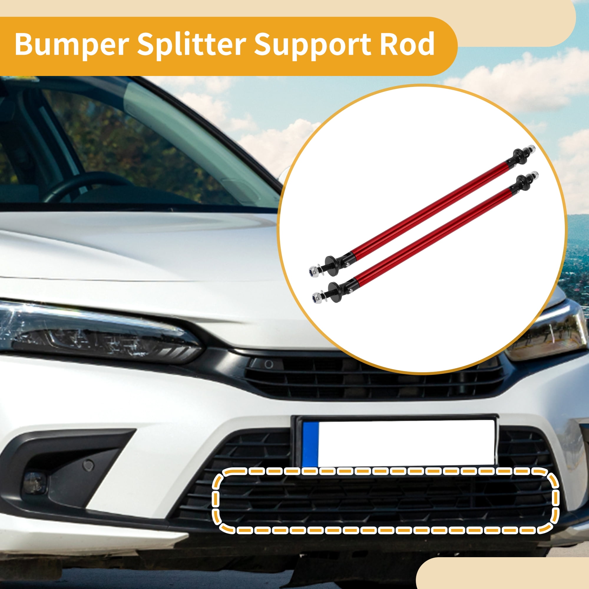 Unique Bargains 2 Pcs 7.87" Car Splitter Support Rods Adjustable Bumper Strut Bars