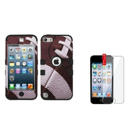 Phone Cases For Apple 5 Insten Football/Black TUFF Hybrid Phone Hard Case For Apple iPod touch 6 6th 5 5th +Protector ()