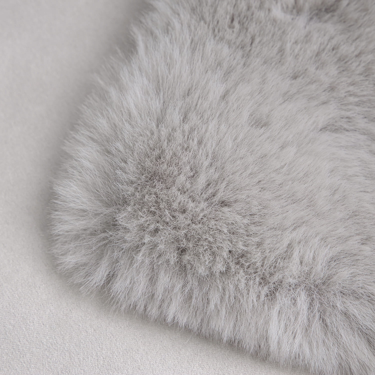 Phantoscope Deluxe Soft Faux Rabbit Fur Collection Asymmetrical Decorative Home Decor Modern Area Rug, Gray