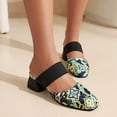 thumbnail image 2 of Anuirheih Slip on Sandals Women,Women's Casual Vacation Chunky Heel Printed Middle Heel Toe Sandals(Blue), 2 of 4