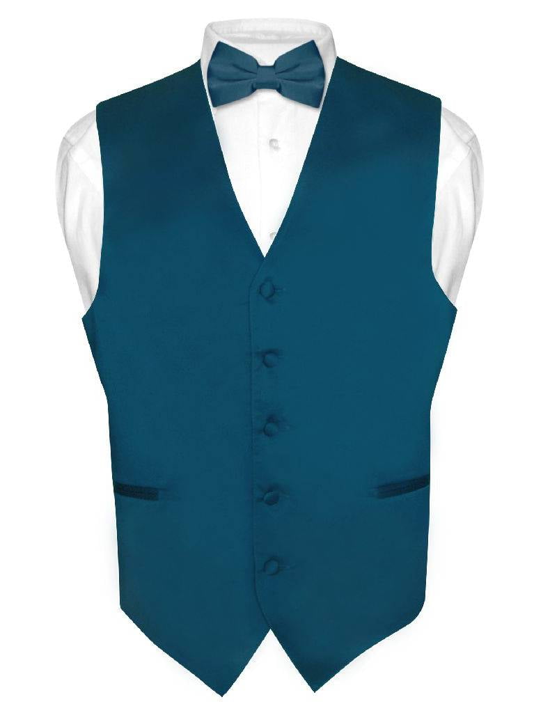 New Vesuvio Napoli Men's paisley formal Tuxedo Vest Waistcoat_Necktie Silver 