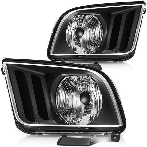 ECCPP Headlight Assembly For Ford Mustang 2005-2009 Headlamps Black Housing Clear Lens